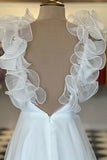 Classic White Organza A-Line Prom Dresses Long Evening Party Dress, HZ0307