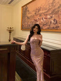 Classy Sheath Spaghetti Straps Lilac Prom Dresses Birthday Outfits Evening Gown , HZ0307