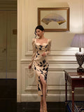 Classy Sheath Sweetheart Floral Satin Prom Dresses Birthday Outfits Evening Gown SD, HZ0307