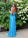 Classy Spaghetti Strap Sleeveless Mermaid Satin Long Prom Dresses HZ0307