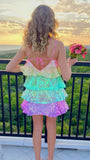 Colorful Sequin Homecoming Dresses Sleeveless Mini Party HZ0307