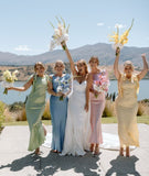 Colorful Silk Satin Bridesmaid Dresses Tip Up Straps Bridesmaid Dress Wedding Party Dress, HZ0307
