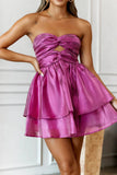 Custom Made Fuchsia Organza Homecoming Dresses, HZ0307