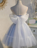 Custom Made Sweetheart Light Blue Homecoming Dress, Spaghetti Straps Tulle Hoco Cocktail Dress, HZ0307