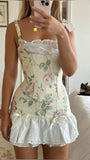 Cute Floral Lace Mini Party Dress, Vintage Homecoming Dress, HZ0307