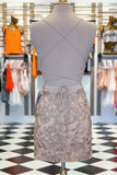 Cute Lace Tight Homecoming Dresses Tie Up Back Graduation Dress, HZ0307