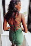 Cute Mint Green Beaded Homecoming Dress Cross Back Mini Party Gown, HZ0307