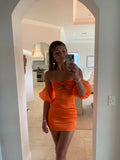 Cute Orange Tight Homecoming Dresses, HZ0307
