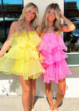 Cute Strapless Organza Homecoming Dresses, HZ0307