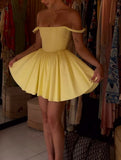 Cute Yellow A-Line Homecoming Dresses, HZ0307