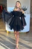 Cute Strapless Tulle Pleated Homecoming Dresses, HZ0307