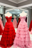 Strapless Beaded Ruched Ruffle Long Prom HZ0307
