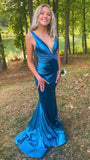 Deep V-Neck Mermaid Prom Dresses Sleeveless College Graduation HZ0307