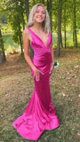 Deep V-Neck Mermaid Prom Dresses Sleeveless College Graduation HZ0307