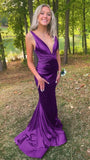 Deep V-Neck Mermaid Prom Dresses Sleeveless College Graduation HZ0307