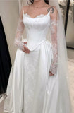 Elegant Lace Satin Sheath Wedding Dresses With Lace HZ0307