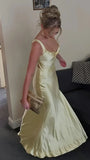 Elegant Sheath Square Neck Yellow Long Prom Dress with Criss Cross HZ0307