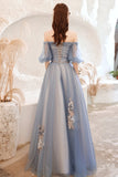 Fairy Blue Off the Shoulder Long Formal HZ0307