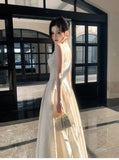 Fancy Ivory Beaded Floral Prom Dresses A-line Senior Party HZ0307