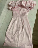 Puffy Shoulder Satin Mini Homecoming Dresses Short Party Dress, HZ0307