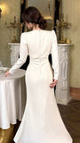 Formal Dress Ivory Mermaid Long Sleeves Party HZ0307
