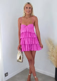 Fuchsia Hot Pink Chiffon Homecoming Dresses, HZ0307