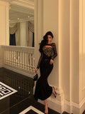 Gorgeous Mermaid Black Lace Date Night Dress Long Prom Dresses Birthday Outfits, HZ0307