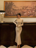 Gorgeous Mermaid High Neckline Ivory Date Night Dress Prom Dresses Birthday Outfits , HZ0307