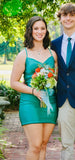 Green Bodycon Satin Homecoming Dresses, HZ0307