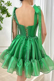 Green Sweetheart Organza Homecoming Dresses A-Line Party Gown, HZ0307