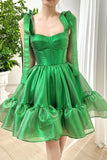 Green Sweetheart Organza Homecoming Dresses A-Line Party Gown, HZ0307