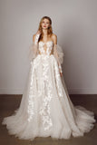 High Quality Applique Tulle White Bridal Wedding Dress, HZ0307