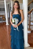 Strapless Pink Chiffon Pleated Tiered Maxi HZ0307