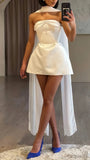 Ivory Pearl Beaded Homecoming Dresses Strapless Wedding Party HZ0307