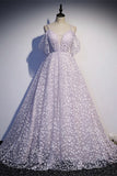 Lavender Daisy Flowers A-line Long Formal HZ0307