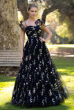 Charming Embroidery Floral Prom Dress Sweetheart Tulle Party HZ0307