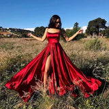 Red Prom Dress with Criss Cross Back - Classy Junior Evening HZ0307