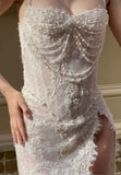LaylaTailor Shop Fantasy White Lace Bridal Dresses Pearl Sexy Bodycon Wedding HZ0307