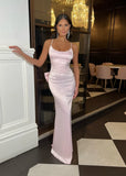 Light Pink Mermaid Satin Long Prom Evening HZ0307