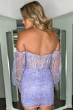 Lilac Bodycon Lace Homecoming HZ0307