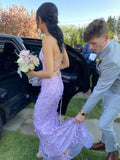 Lilac Mermaid Appliques Long Evening Prom HZ0307