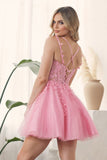 Lovely A-Line Tulle Homecoming Dress, Applique Lace Mini Graduation Dress, HZ0307