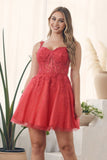 Lovely A-Line Tulle Homecoming Dress, Applique Lace Mini Graduation Dress, HZ0307