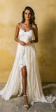 Lovely Spaghetti Straps Lace Chiffon Beach Wedding HZ0307
