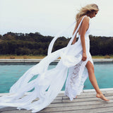 Lovely Spaghetti Straps Lace Chiffon Beach Wedding HZ0307