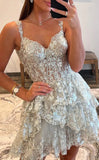 Luxury Sequin Lace Ruffle Homecoming HZ0307