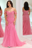 Pink Mermaid Appliques Tulle Prom HZ0307