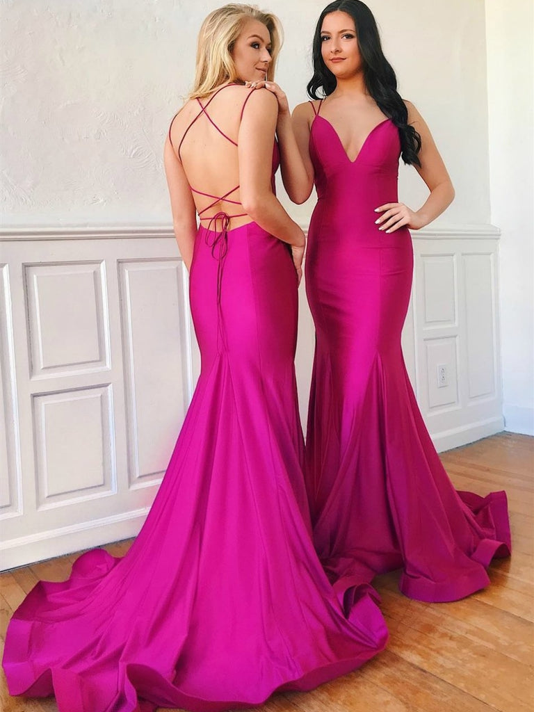 LTP0884,Hot pink mermaid long prom dress cross back women fashion prom HZ0307