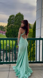 Mint Green Mermaid Senior Prom Dresses Cross Back Evening Formal HZ0307