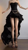 Modern Black Hi- Lo Party Dresses Sweetheart Gala Prom Dress Short Girls HZ0307